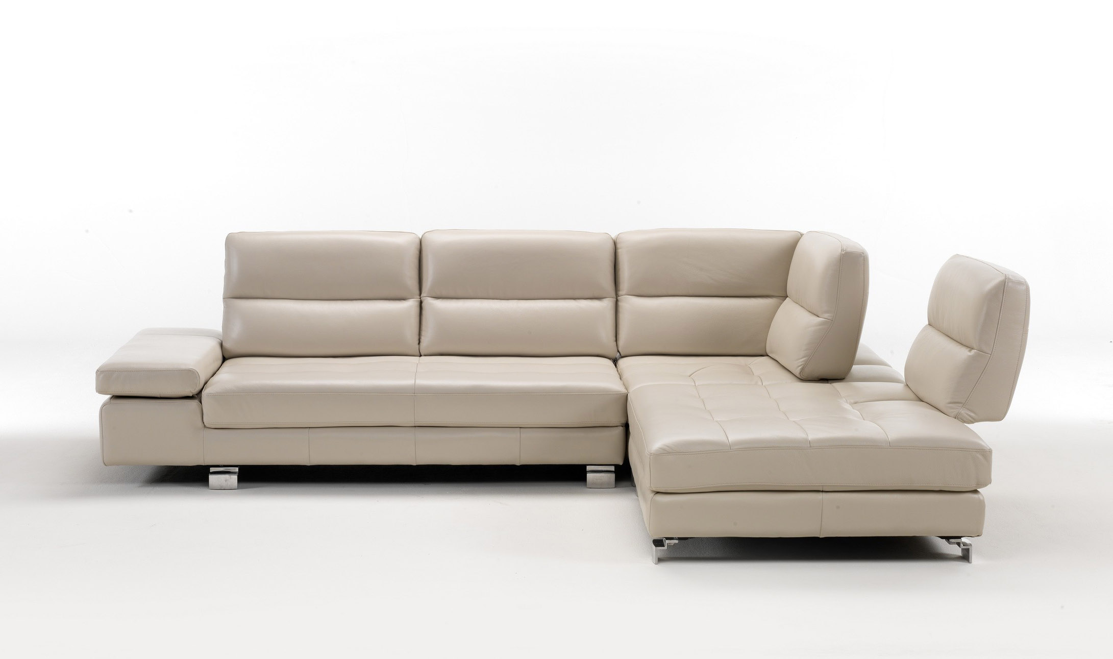 Overnice Tufted Leather Corner Sectional Sofa with Adjustable Backs - Click Image to Close