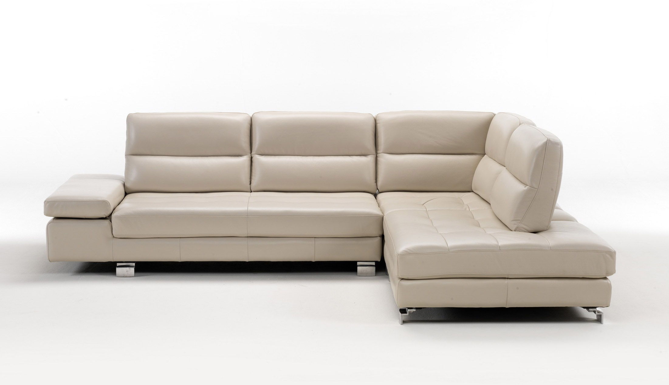 Overnice Tufted Leather Corner Sectional Sofa with Adjustable Backs - Click Image to Close