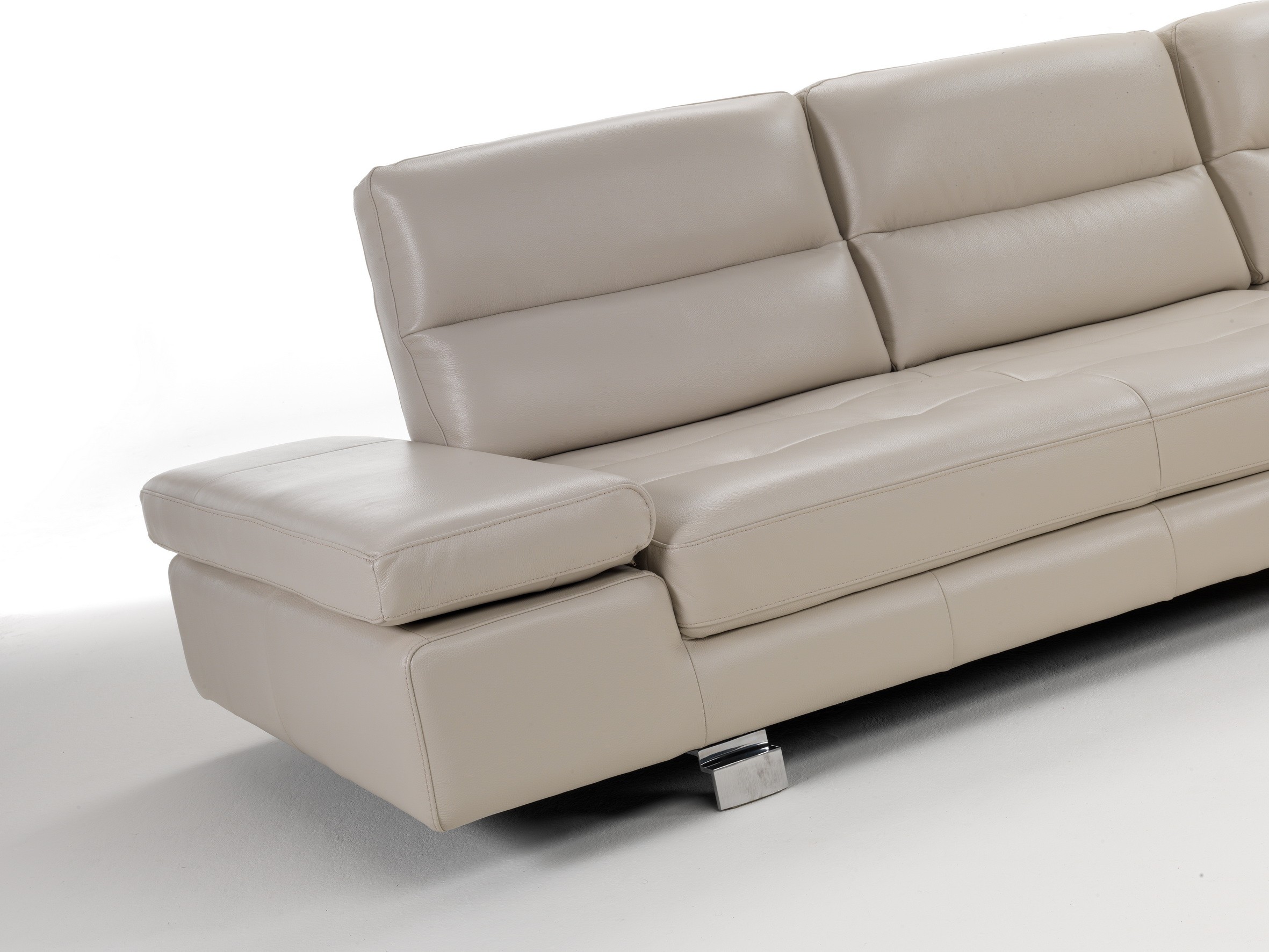 Overnice Tufted Leather Corner Sectional Sofa with Adjustable Backs - Click Image to Close