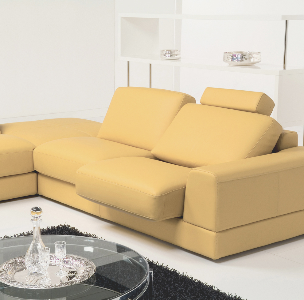 Fashionable Covered in All Leather Sectional - Click Image to Close