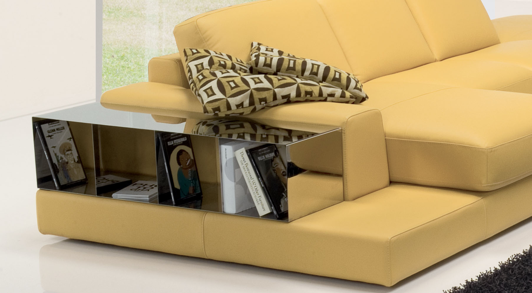 Fashionable Covered in All Leather Sectional - Click Image to Close
