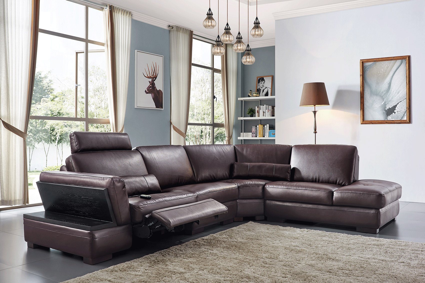 Exquisite Leather Upholstery Corner L-shape Sofa - Click Image to Close