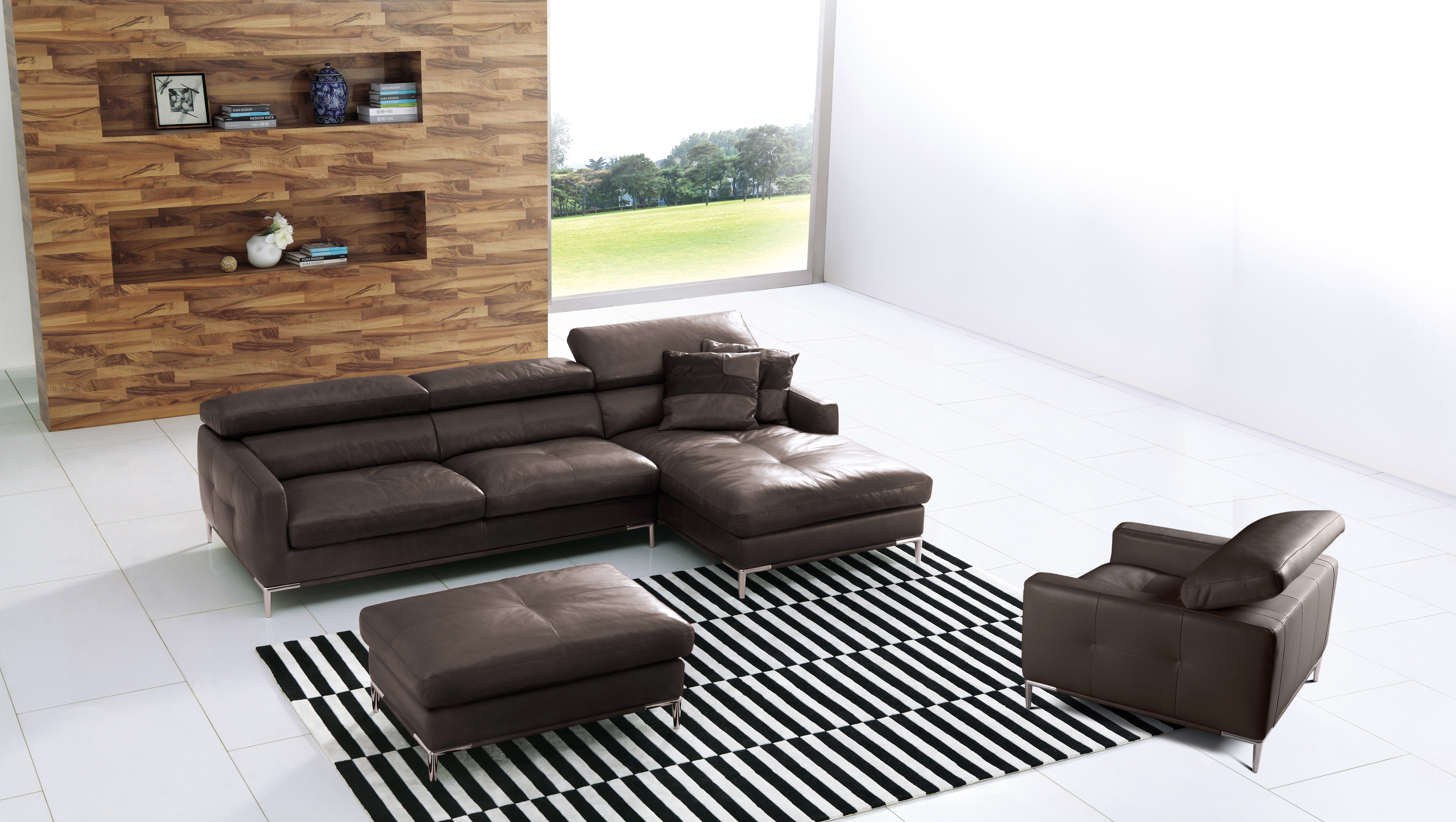 Elite Full Italian Leather L Shape Furniture With Pillows