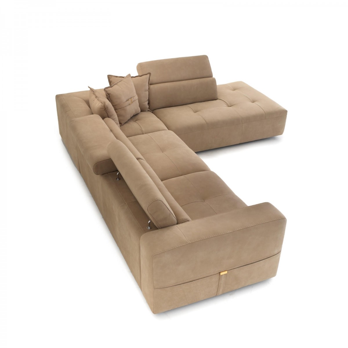 Luxurious Sectional Upholstered in Real Leather with Pillows - Click Image to Close