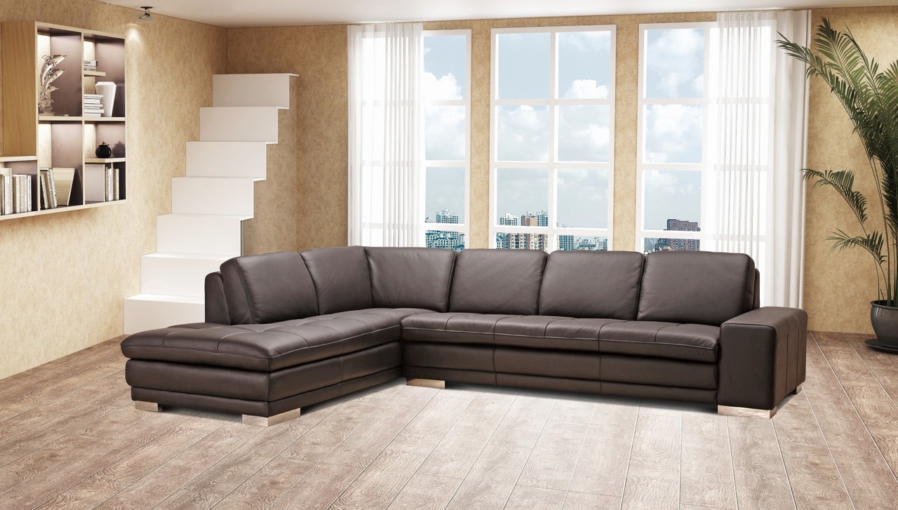 Contemporary Style Full Leather Corner Couch - Click Image to Close