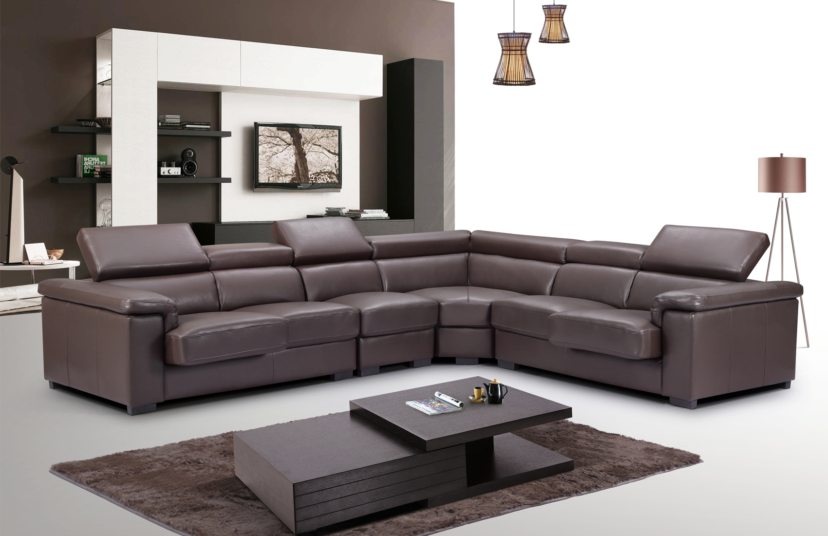 High End Quality Leather L-shape Sectional Garland Texas  ESF-2605-Fresno-ModularSectional