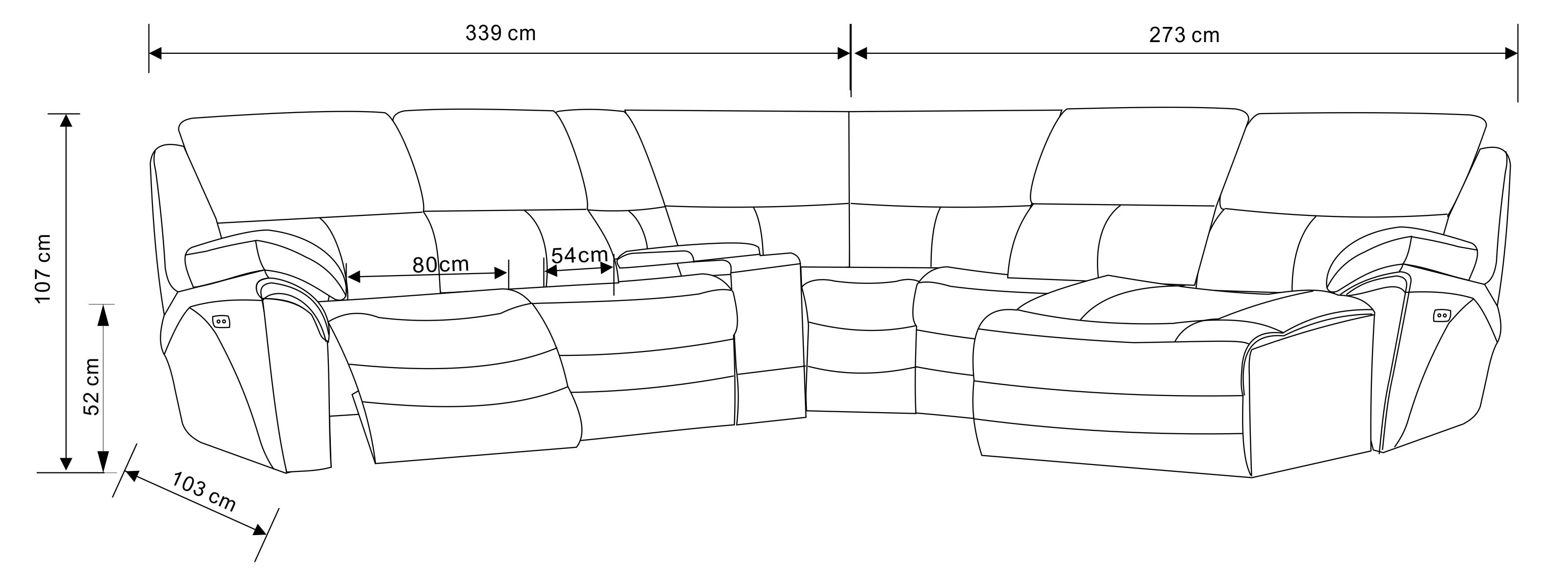 Leather Living Room Sectional with Recliner - Click Image to Close