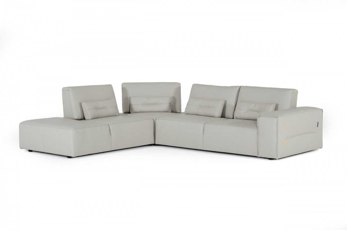 Luxurious Leather Curved Corner Sofa with Pillows - Click Image to Close