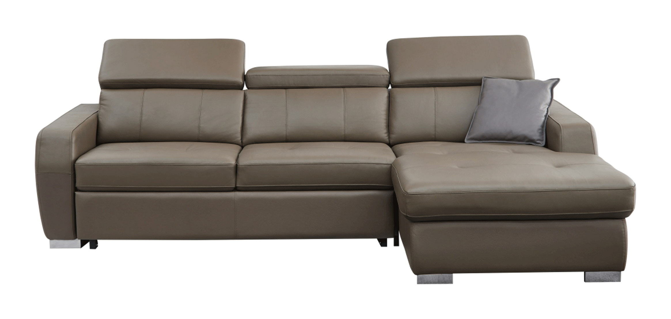 Stylish Sectional with Chrome Legs High Quality Leather - Click Image to Close