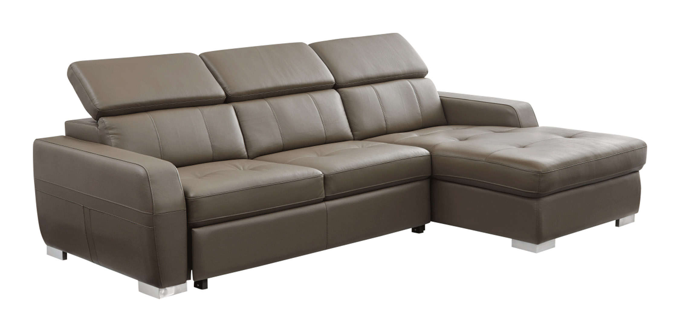 Stylish Sectional with Chrome Legs High Quality Leather - Click Image to Close