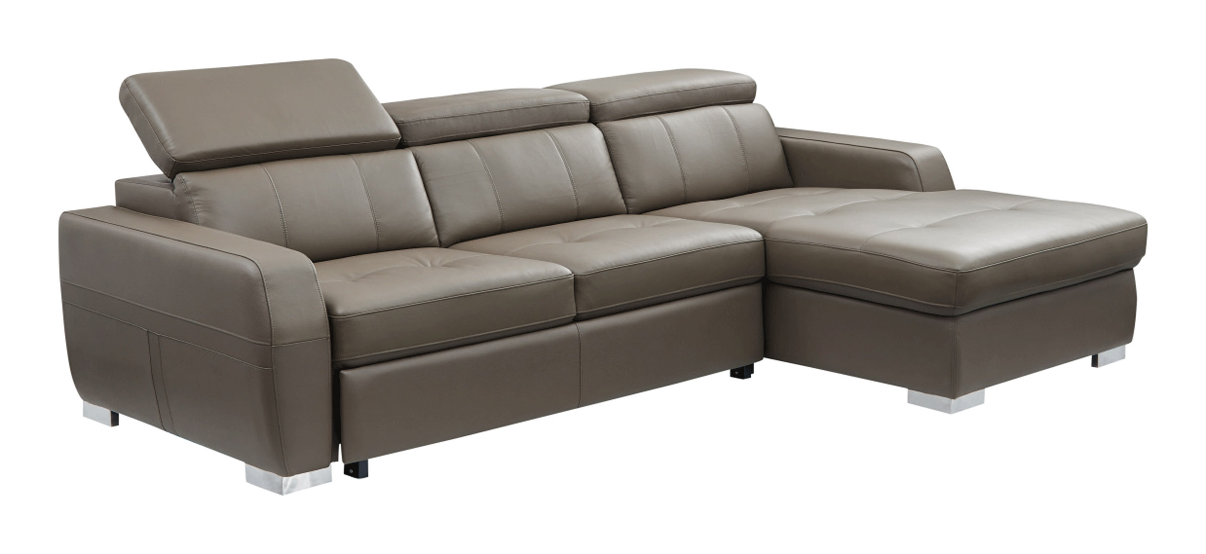 Stylish Sectional with Chrome Legs High Quality Leather - Click Image to Close