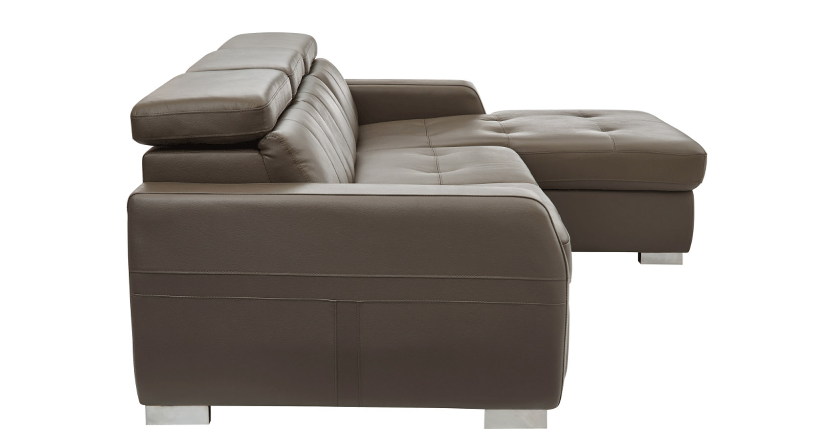 Stylish Sectional with Chrome Legs High Quality Leather - Click Image to Close