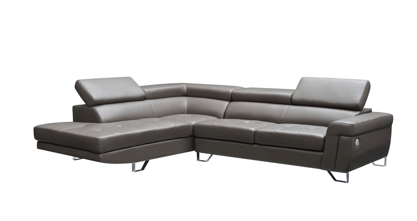 Sophisticated Leather Sectional with Chaise - Click Image to Close