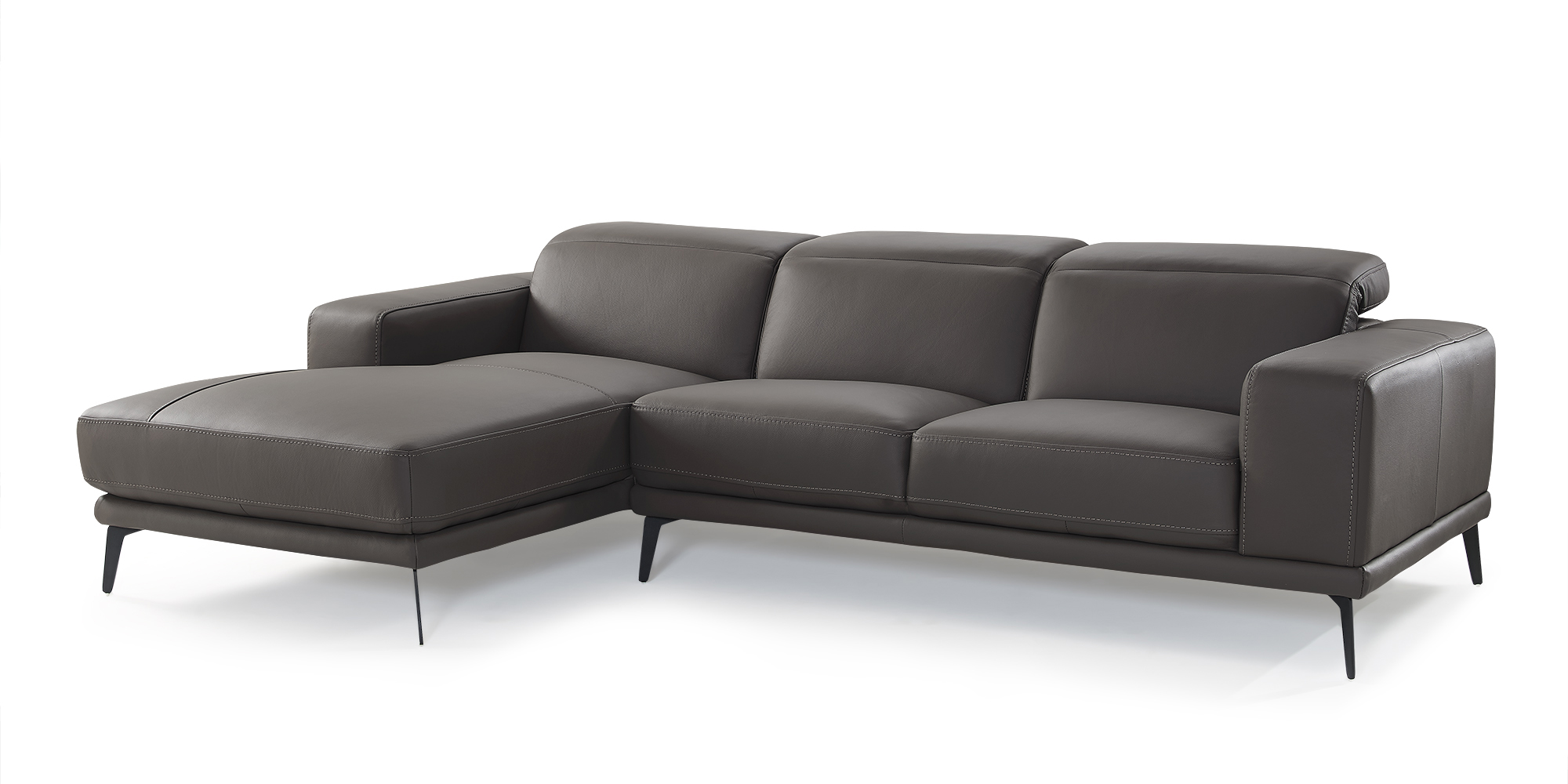 Grey Contemporary Sectional with Durable Chrome Tube Frame