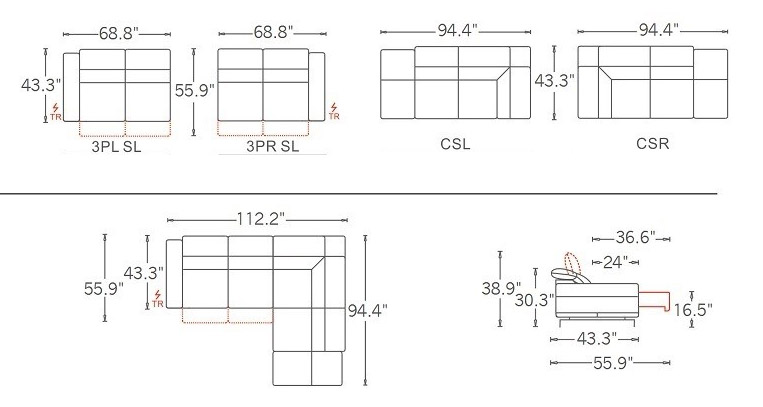 Advanced Adjustable Italian Leather Living Room Furniture - Click Image to Close