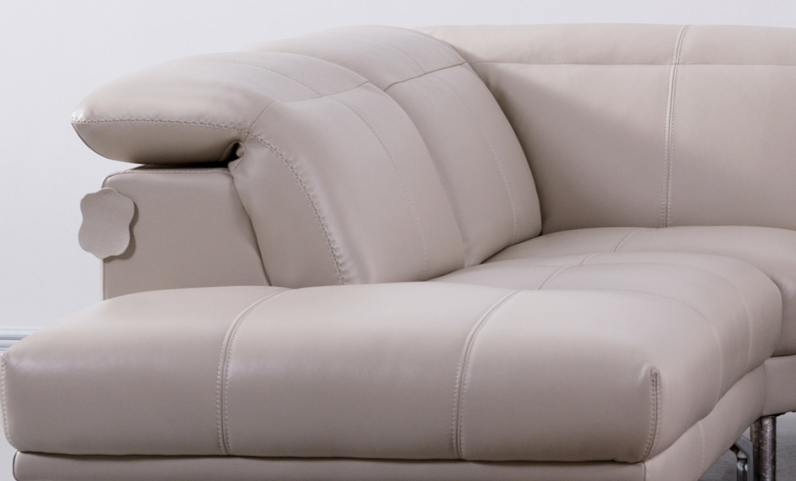 Elegant Beige Leather Sectional Sofa with Soft Appearance - Click Image to Close