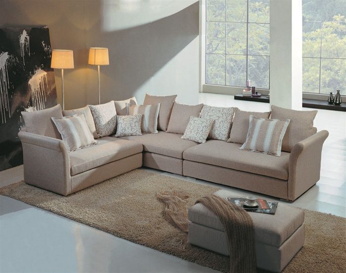 Elegant Micro Suede Fabric Corner Couch