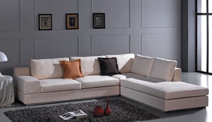 Stylish Micro Suede Fabric Sectionals, Suede And Leather Sectional