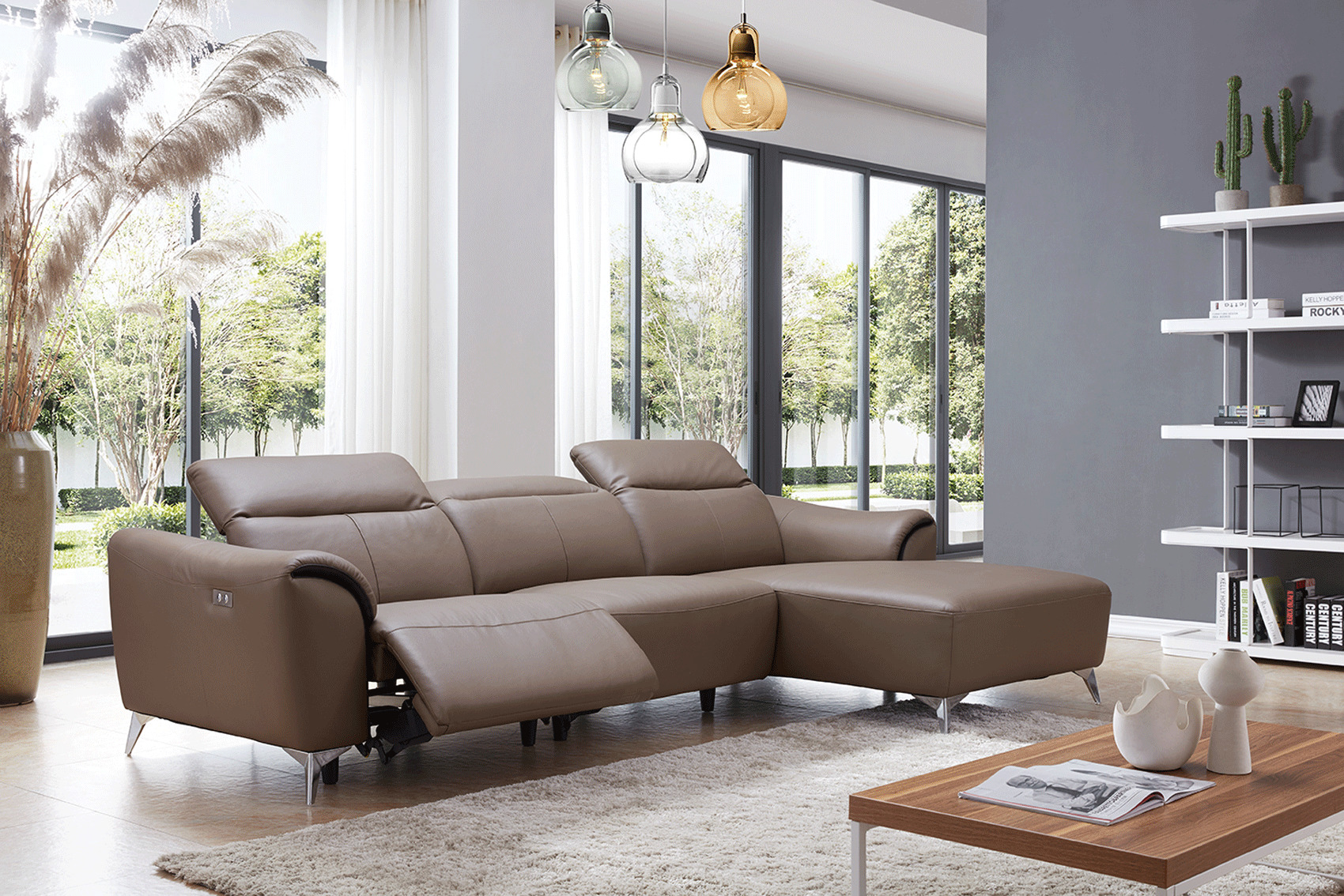 Luxurious Leather Sectional With Chaise, Genuine Leather Sectional With Chaise