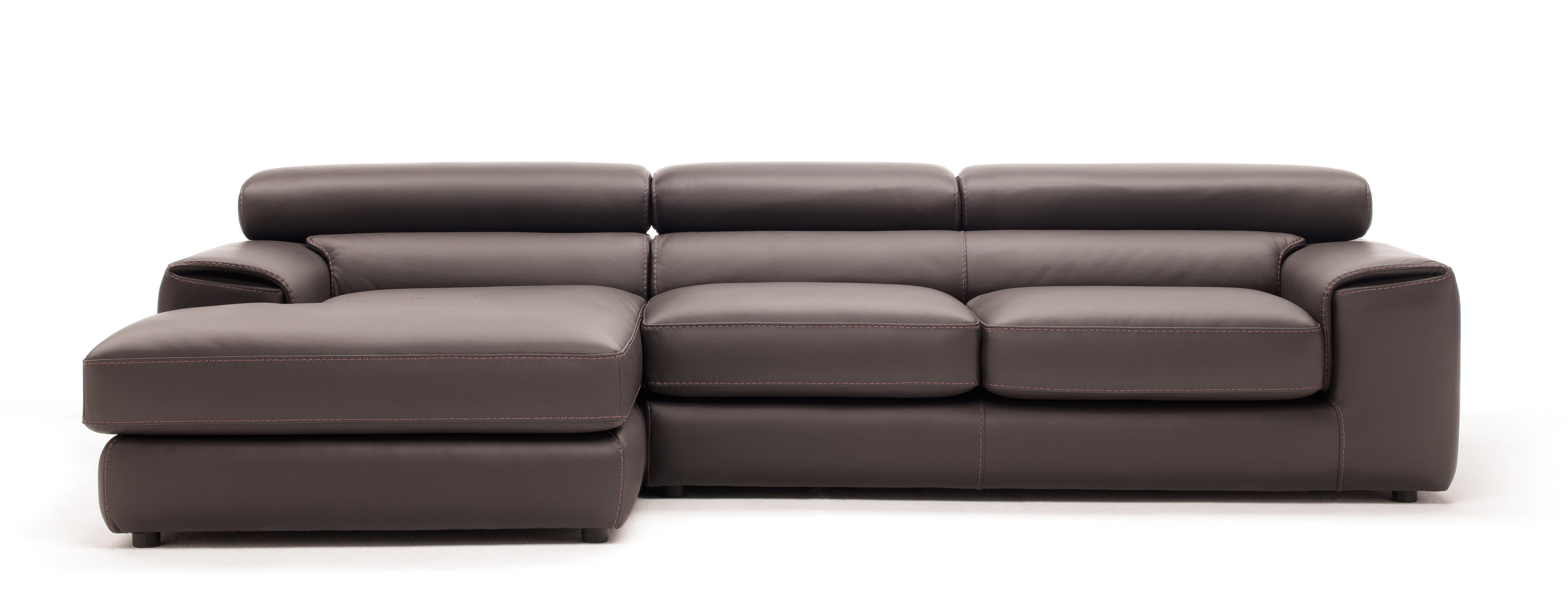 Graceful Full Leather Sectional with Chaise - Click Image to Close