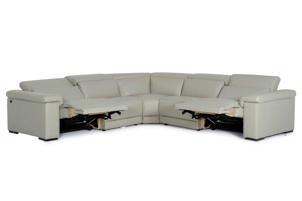 Contemporary Top-Grain Leather Sectional - Click Image to Close