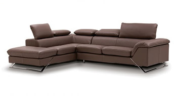 Sophisticated Leather Sectional with Chaise - Click Image to Close