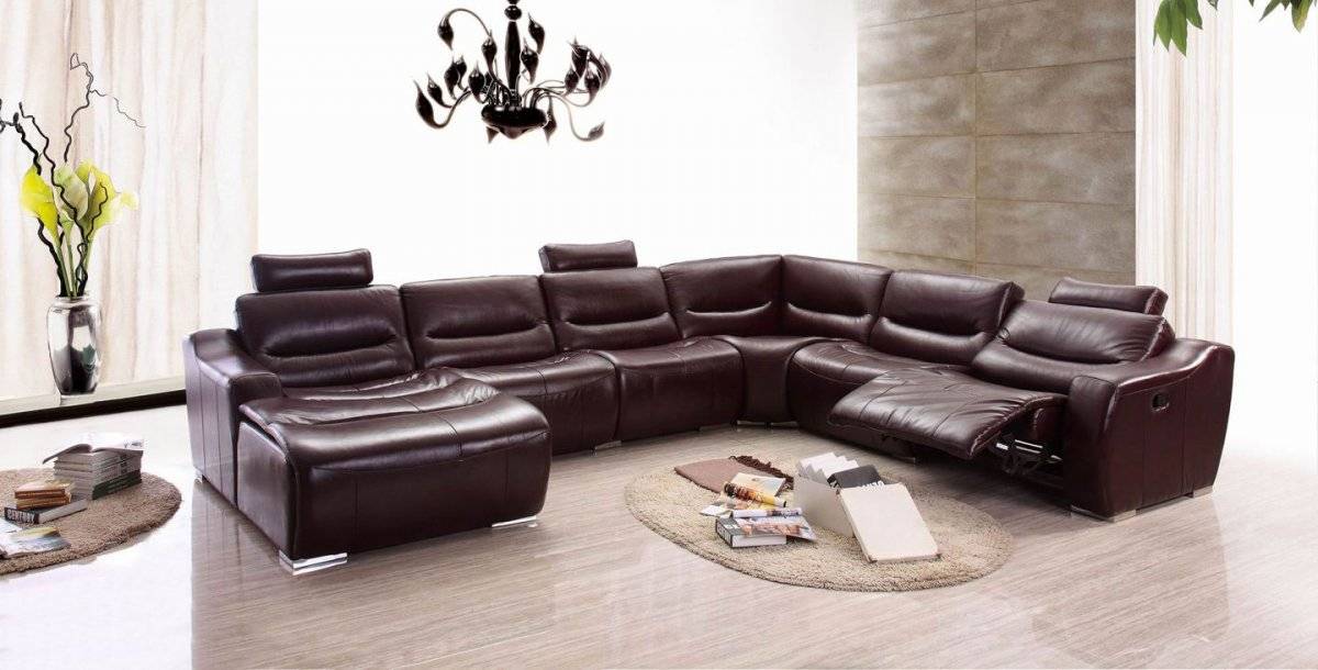 Extra Large Spacious Italian Leather Sectional Sofa in Brown - Click Image to Close