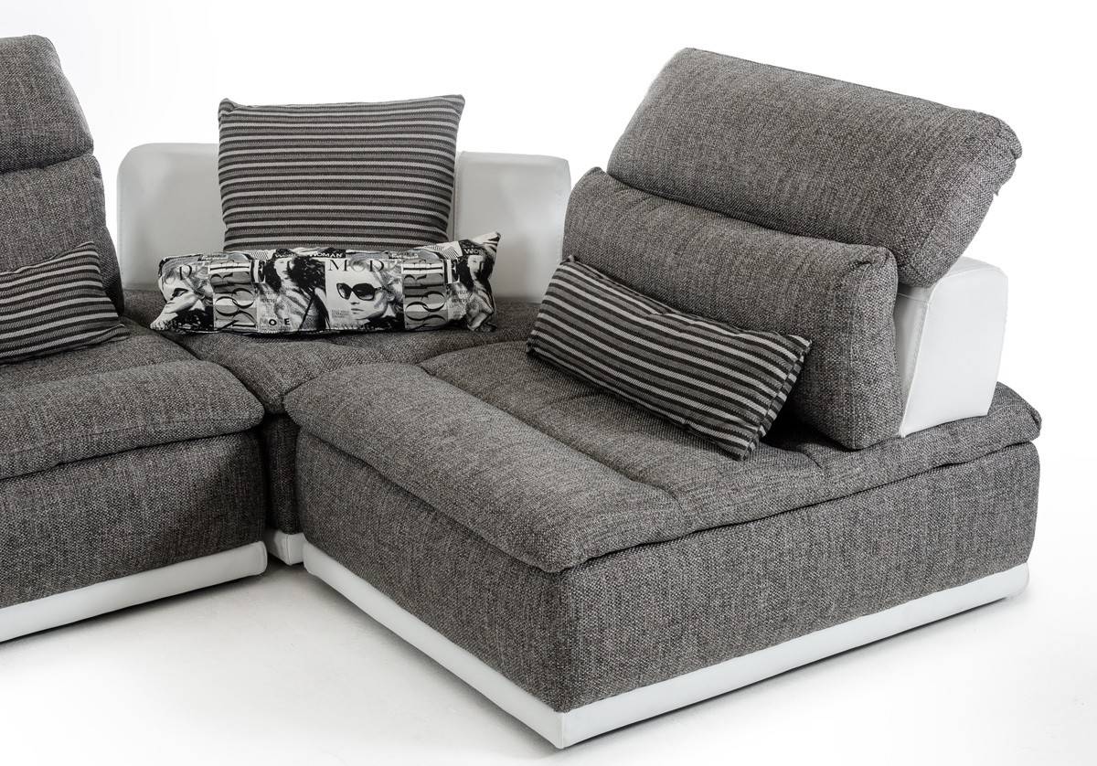 Made in Italy Grey Fabric and White Leather Sectional Sofa El Paso Texas VPAN Made in Italy Grey Fabric and White Leather Sectional Sofa El Paso Texas VPAN