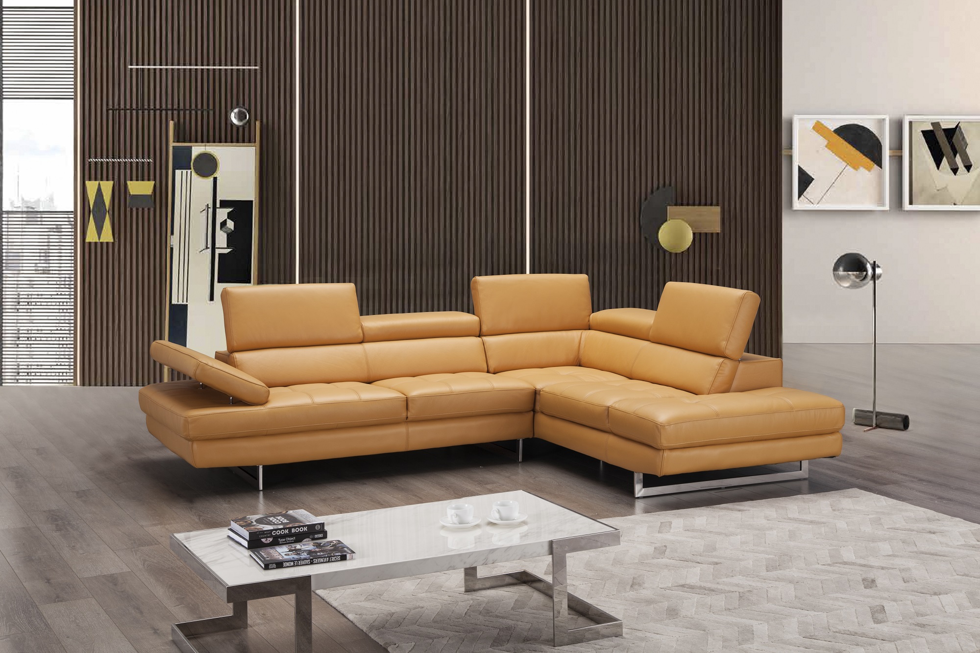 Extra Padded Tufted Seats Contemporary Corner Sofa A761 