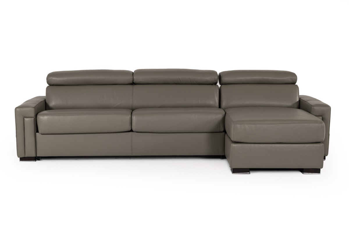 Real Leather Sectional Sleeper with Pull Out Bed - Click Image to Close
