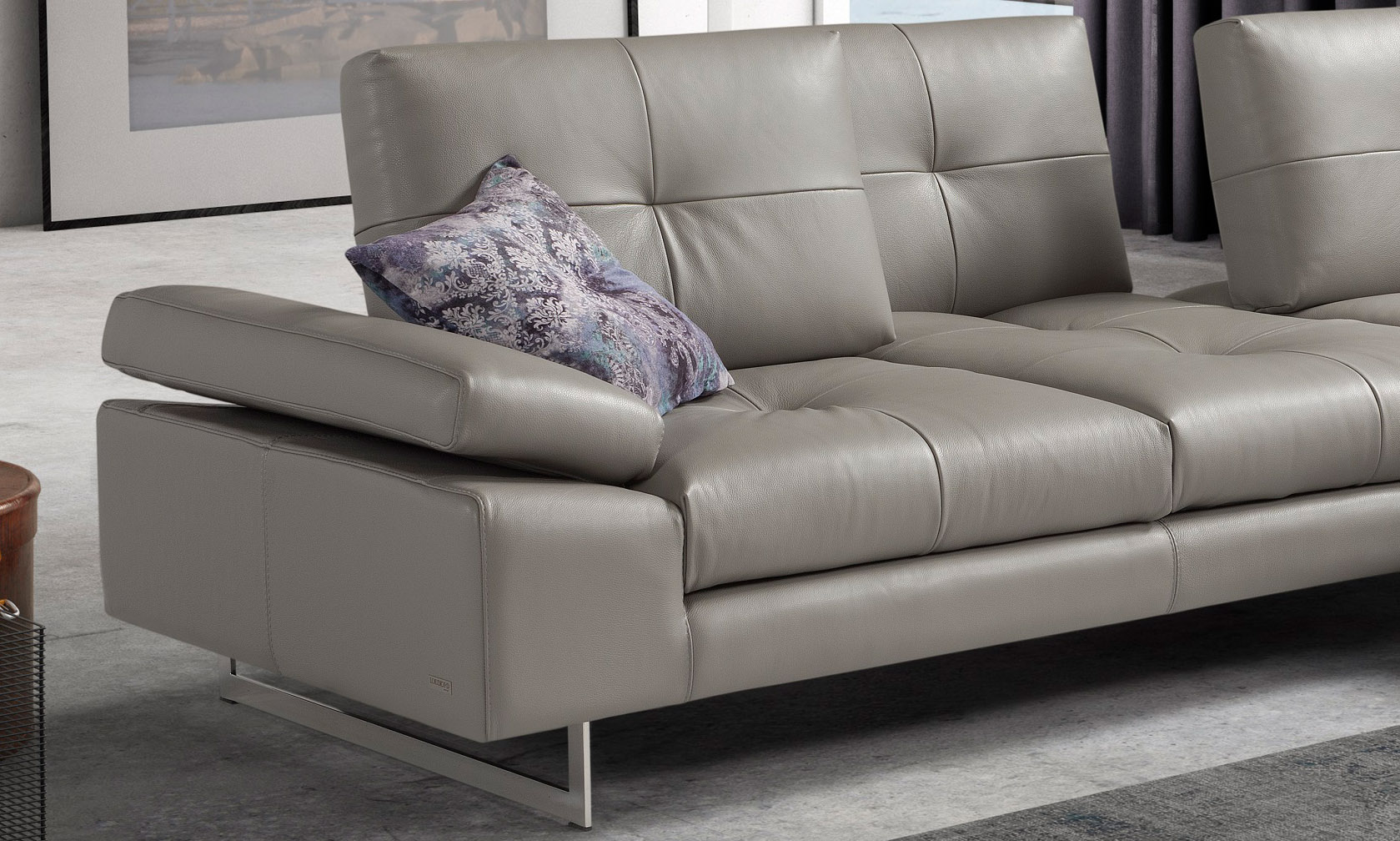 Advanced Adjustable Tufted Leather Sectional with Chaise - Click Image to Close