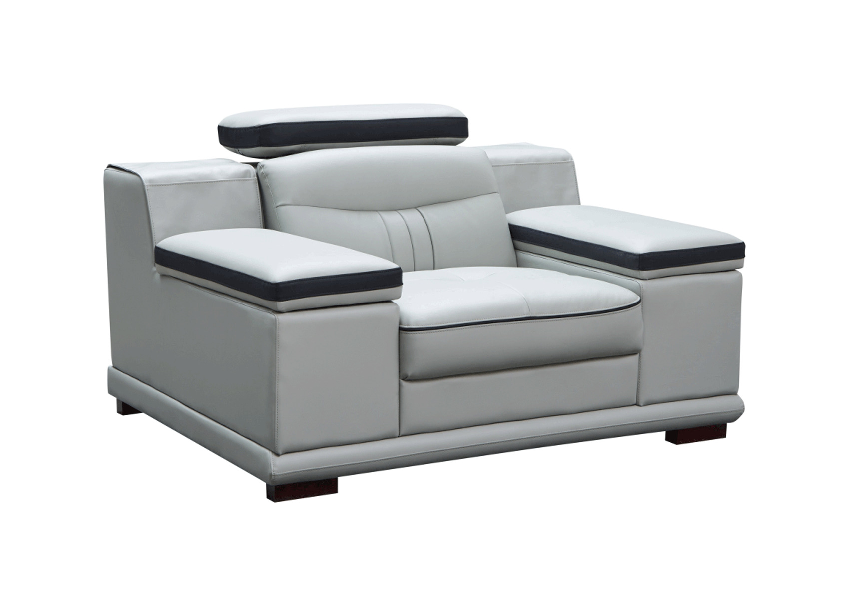 Unique Leather Two-Tone Grey and Chocolate Sectional Sofa - Click Image to Close