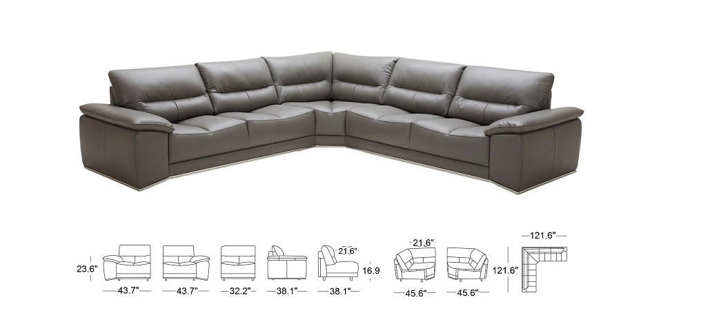 Graceful Leather Corner Sectional Sofa - Click Image to Close