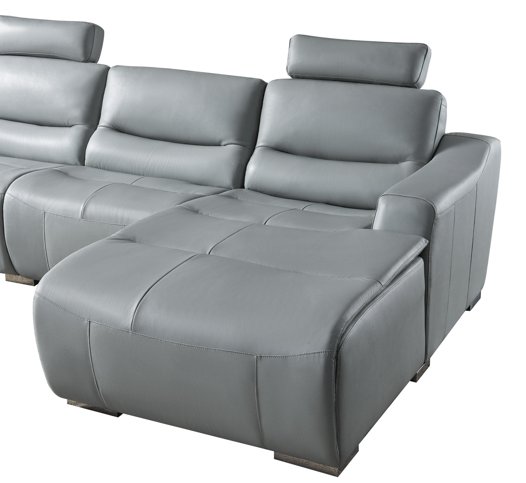 Grey Italian Leather Tufted Sectional with Recliner Mechanism Las Vegas