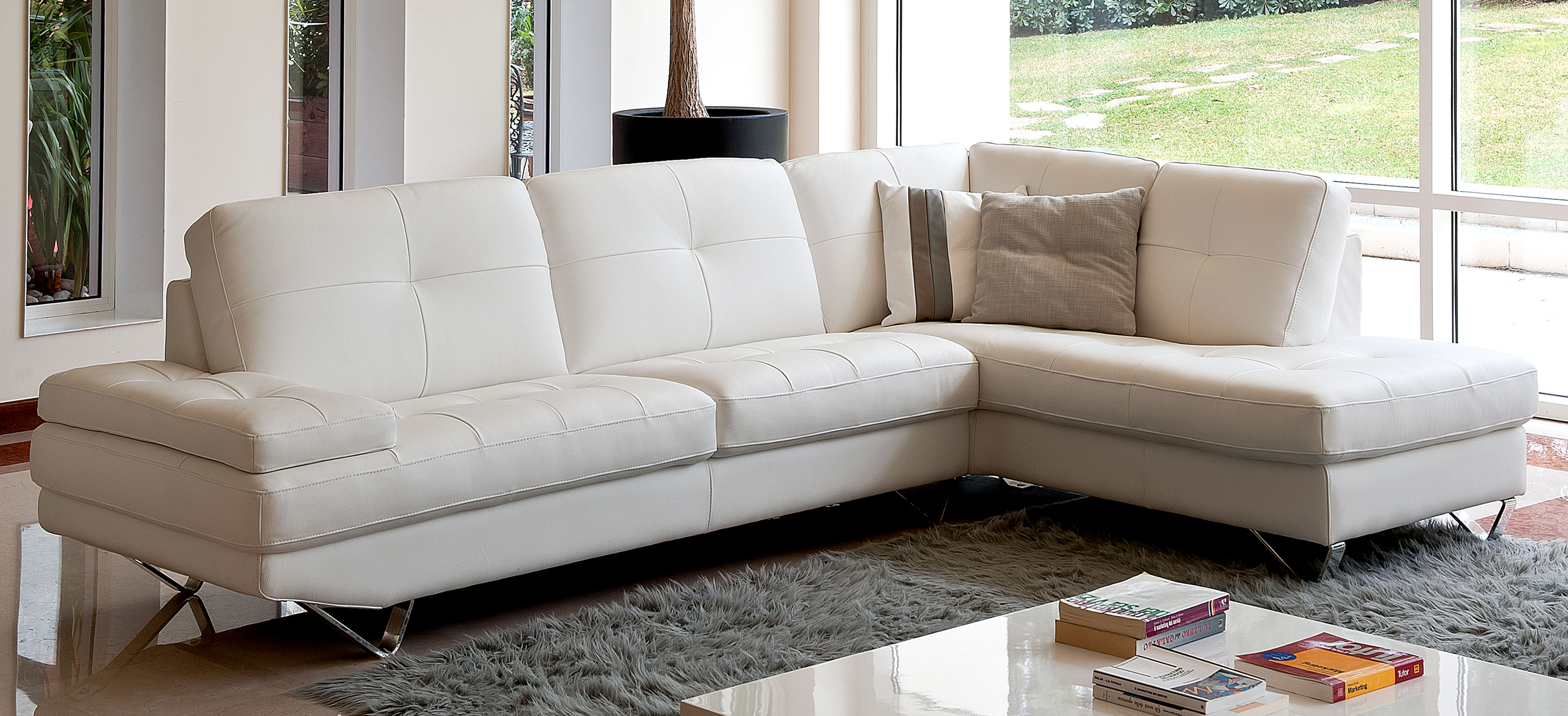 Contemporary Quality Leather L-shape Sectional - Click Image to Close