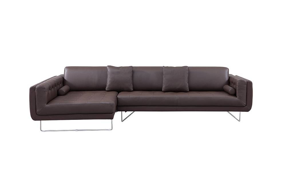 Luxury Leather Corner Sectional Sofa with Pillows - Click Image to Close