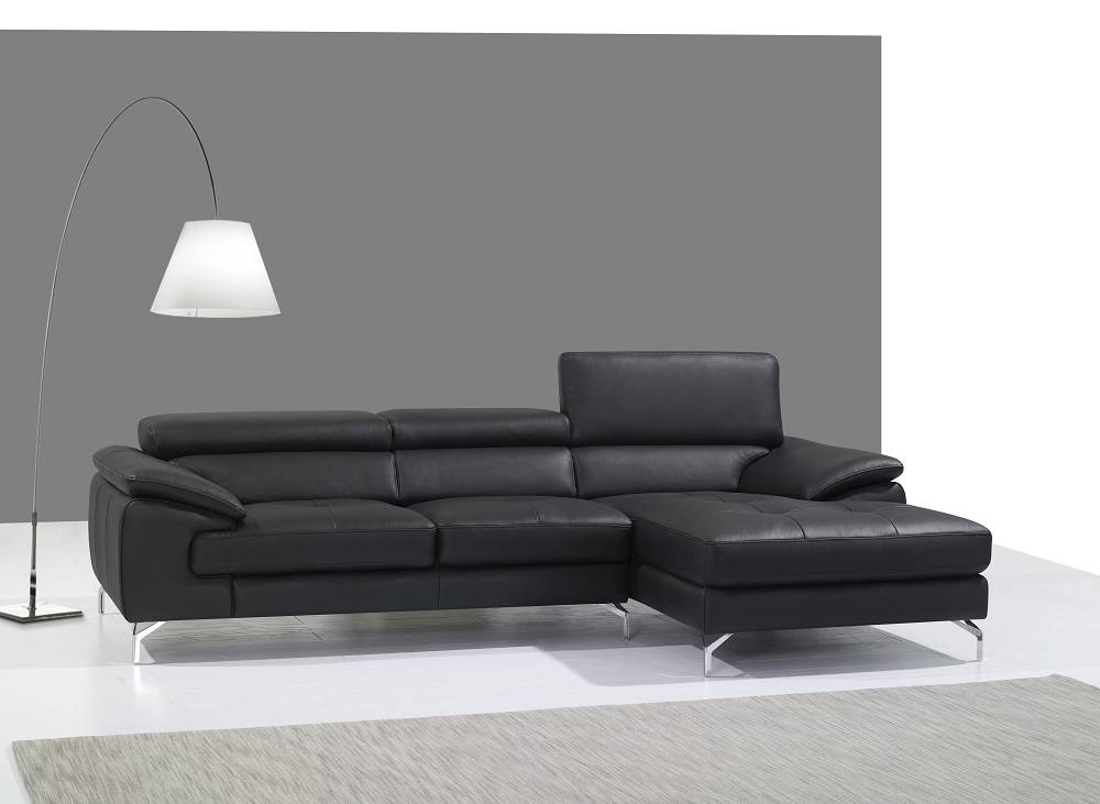 Italian Leather Sectional Black Red Jm973 