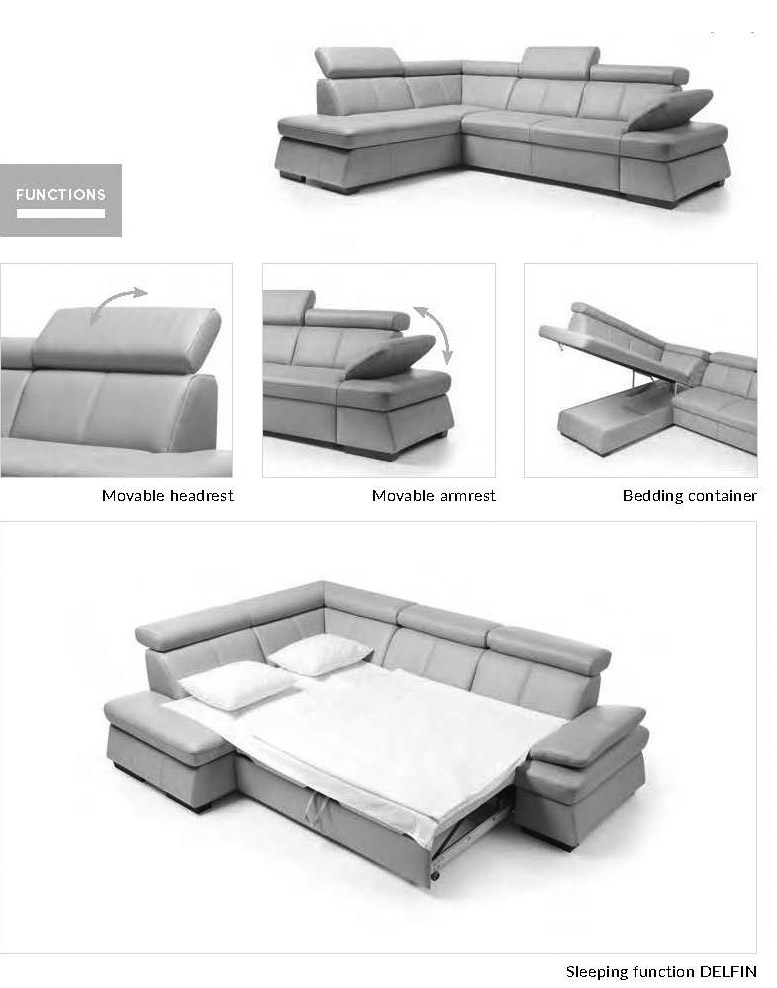 Italian Leather Sleeper Sectional with Storage and Motion Heads - Click Image to Close