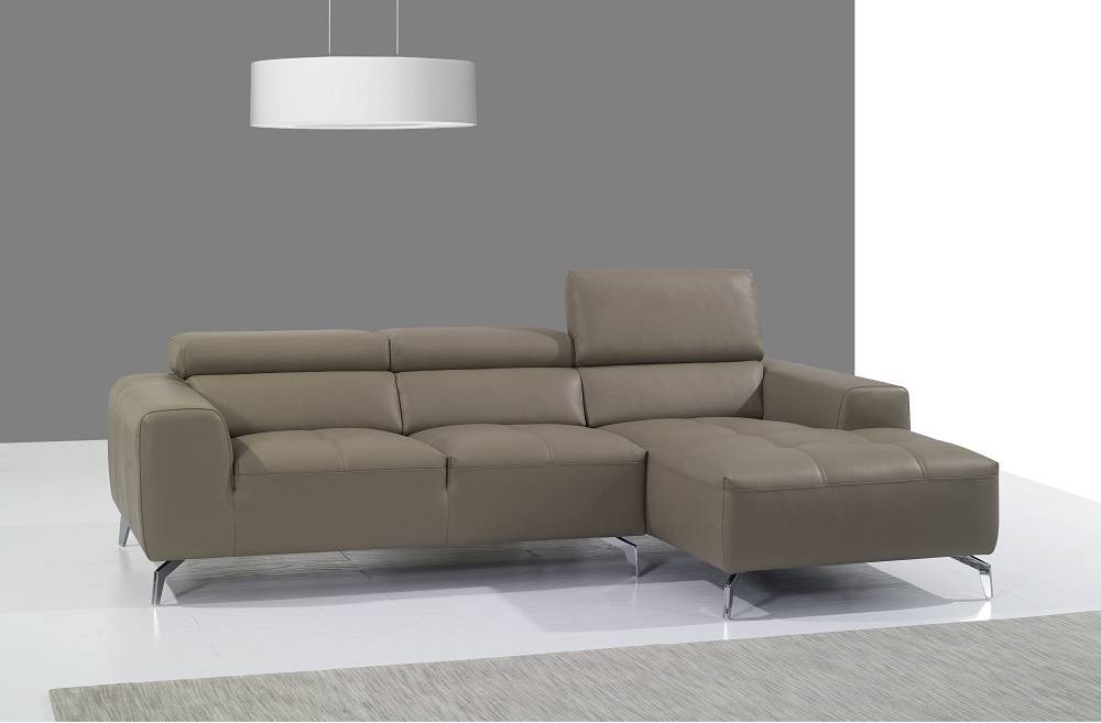 Beige Italian Leather Upholstered Contemporary Sectional Sofa Oklahoma ...