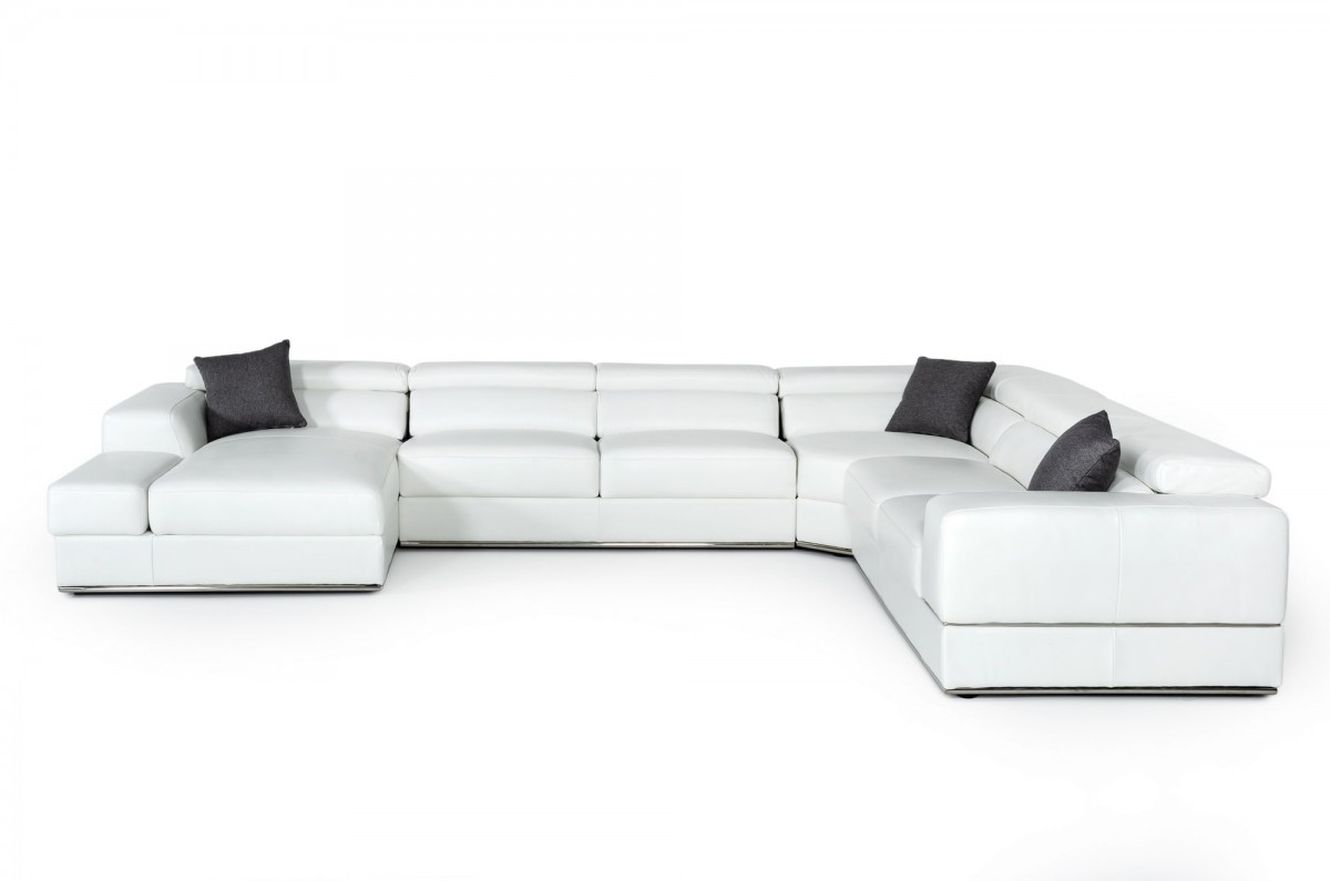 Graceful All Real Leather Sectional with Pillows