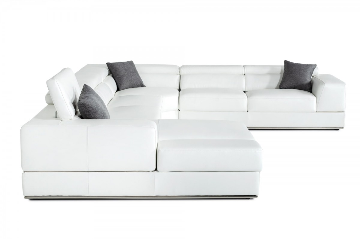 Graceful All Real Leather Sectional with Pillows - Click Image to Close