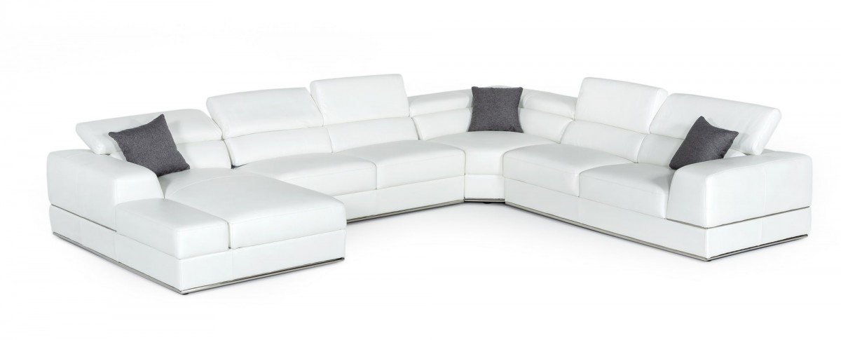 Graceful All Real Leather Sectional with Pillows - Click Image to Close