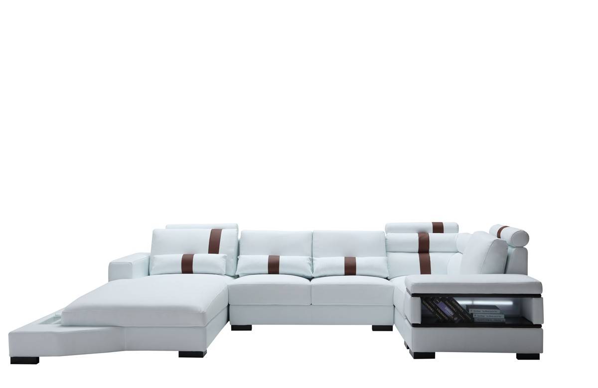 Graceful All Real Leather Sectional with Pillows - Click Image to Close