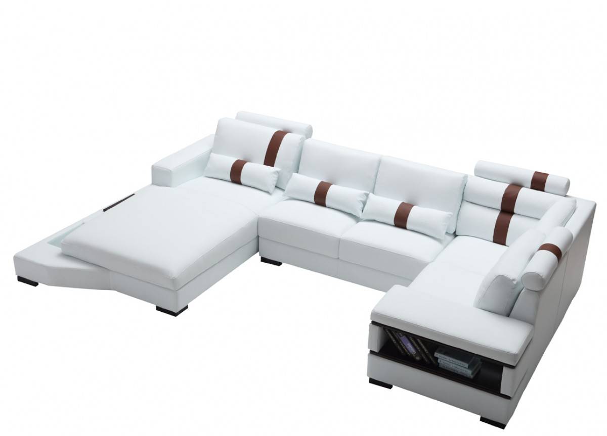 Graceful All Real Leather Sectional with Pillows - Click Image to Close