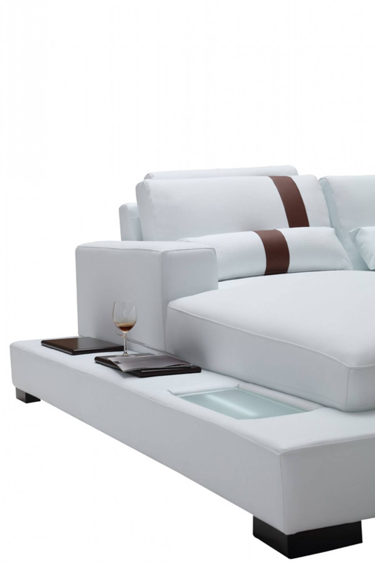 Graceful All Real Leather Sectional with Pillows - Click Image to Close