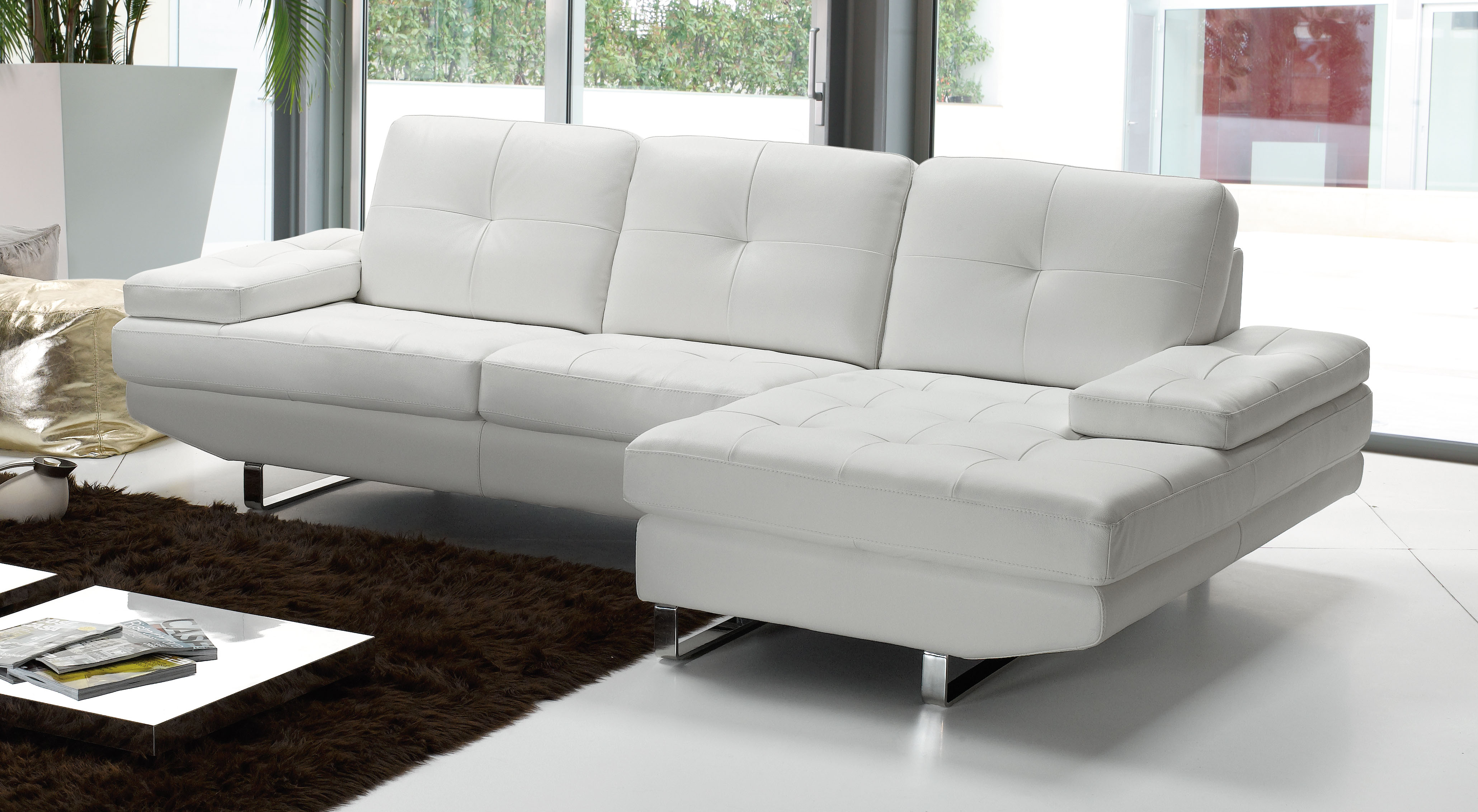 Graceful Full Italian Leather Sectionals - Click Image to Close