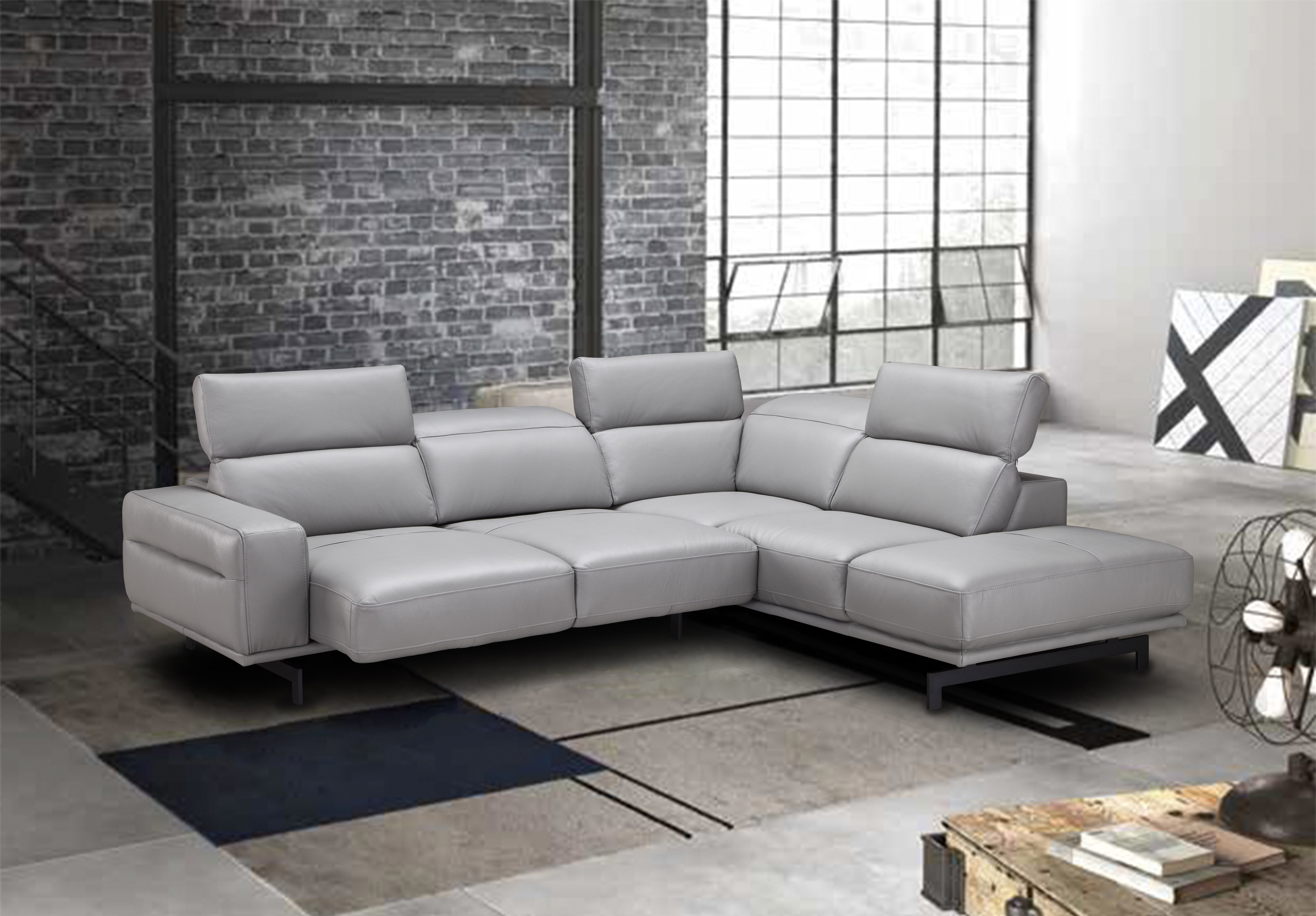 Adjustable Advanced Italian Top Grain, Italian Leather Sectional With Chaise