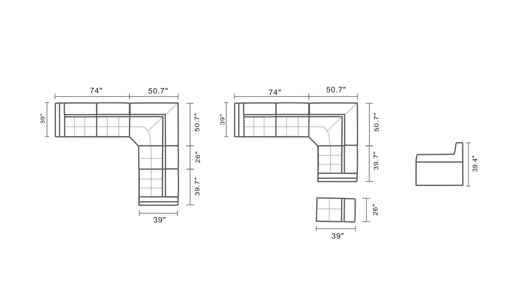 Advanced Adjustable Modern Leather L-shape Sectional with Pillows - Click Image to Close