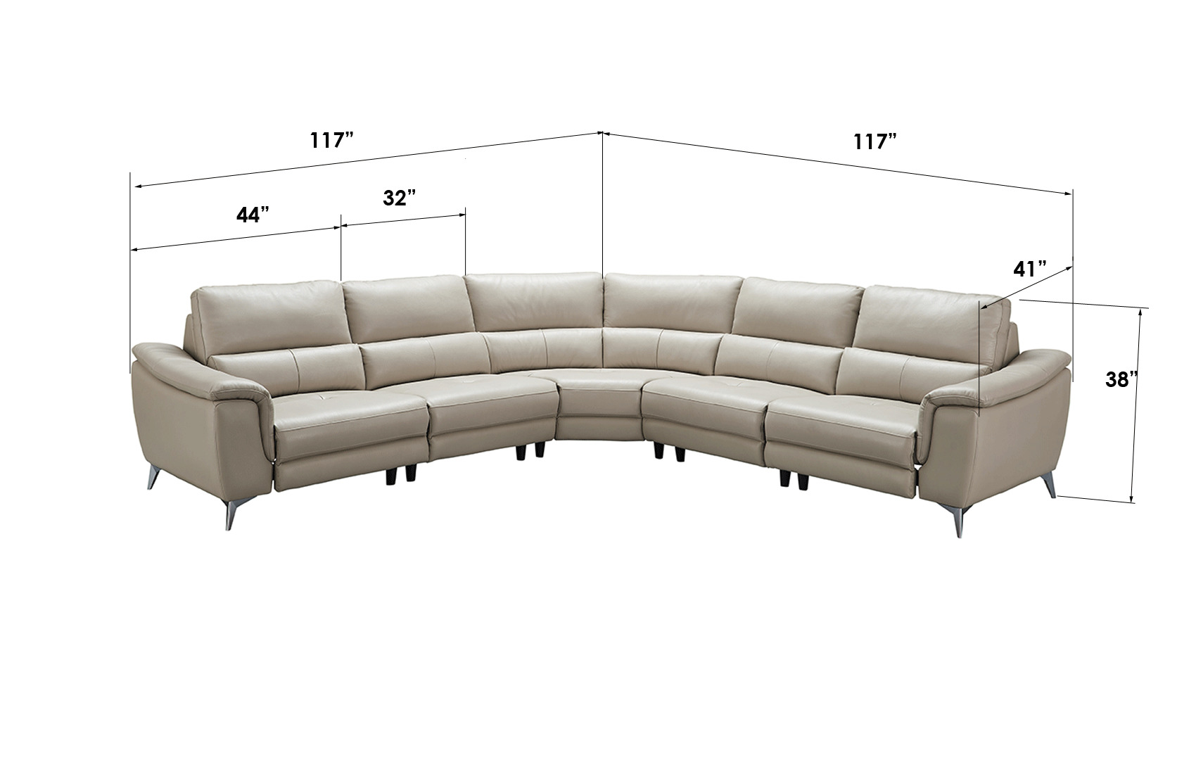 Stylish Leather Sectional with Chaise - Click Image to Close