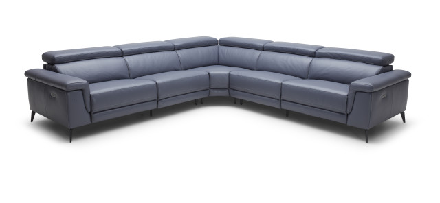 Contemporary All Real Leather Sectional - Click Image to Close